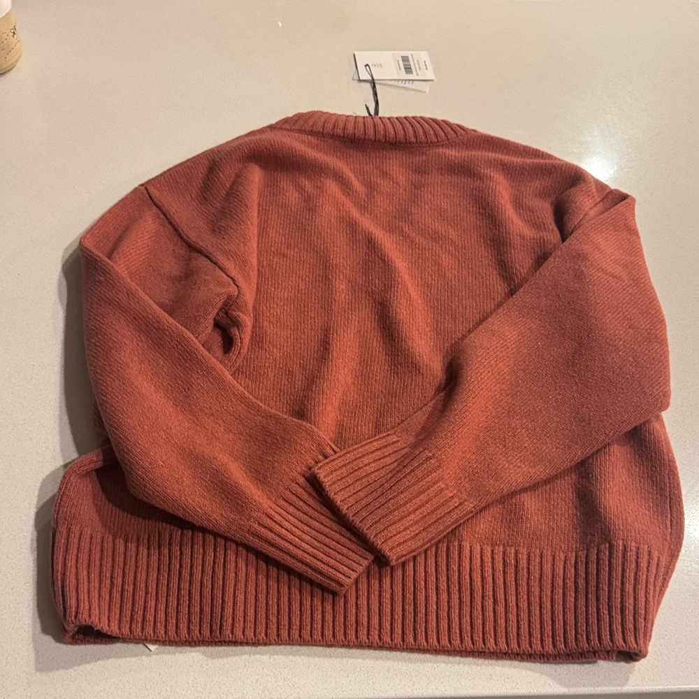 Reformation Terracotta V-Neck Sweater - Picture 6 of 6